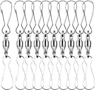 10 Pcs Swivel Hooks Clips Smooth Spin Dual Clip Swivels Wind Spinners Spiral Hangers Spiral Tails Windsock Stainless Steel Spin Clips Fit Hanging Wind Sock Chimes Crystal
