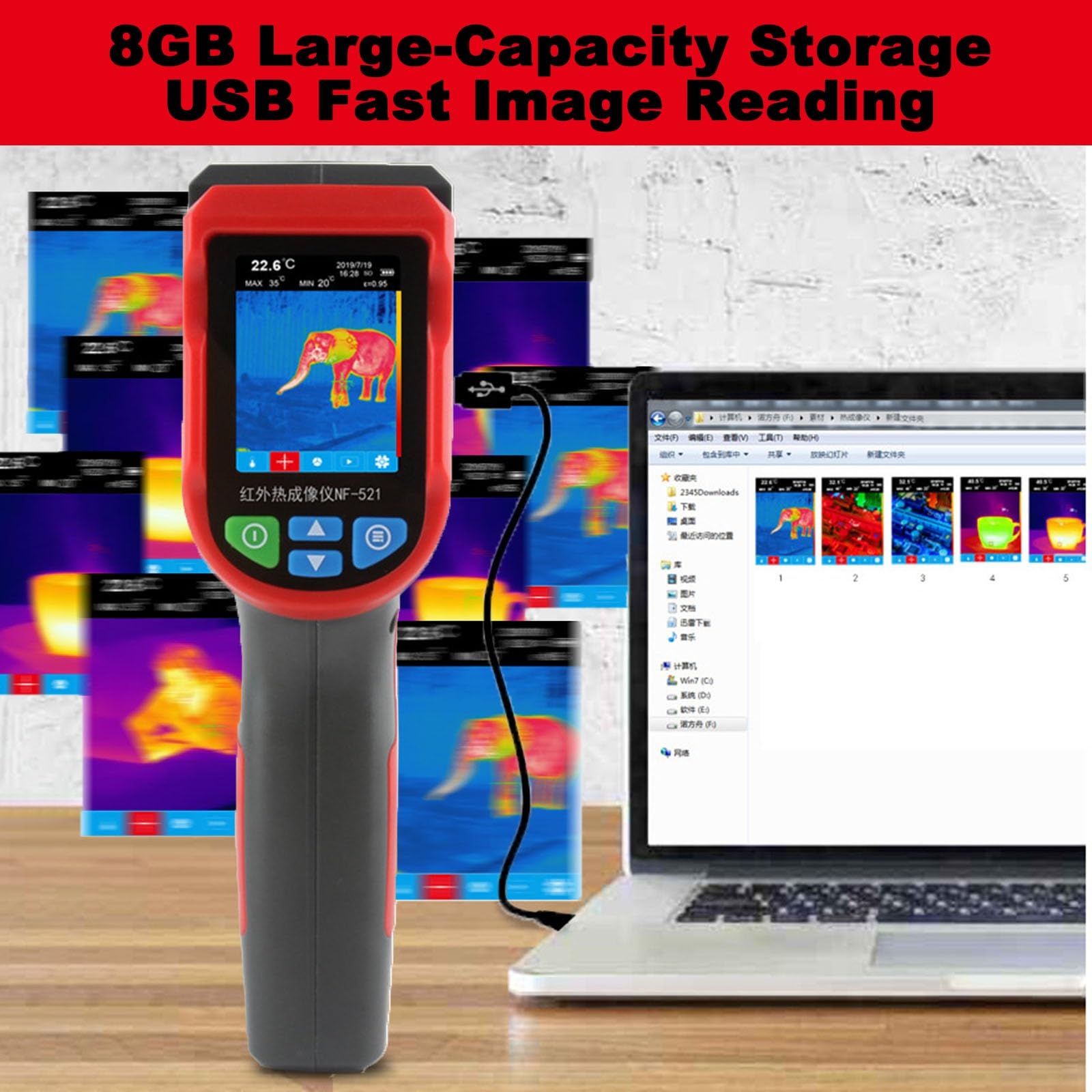 Thermal Imaging Camera 320x240 combinada con Infrared Thermometer Gun con batería de duración, memoria integrada y análisis de calor para construcción