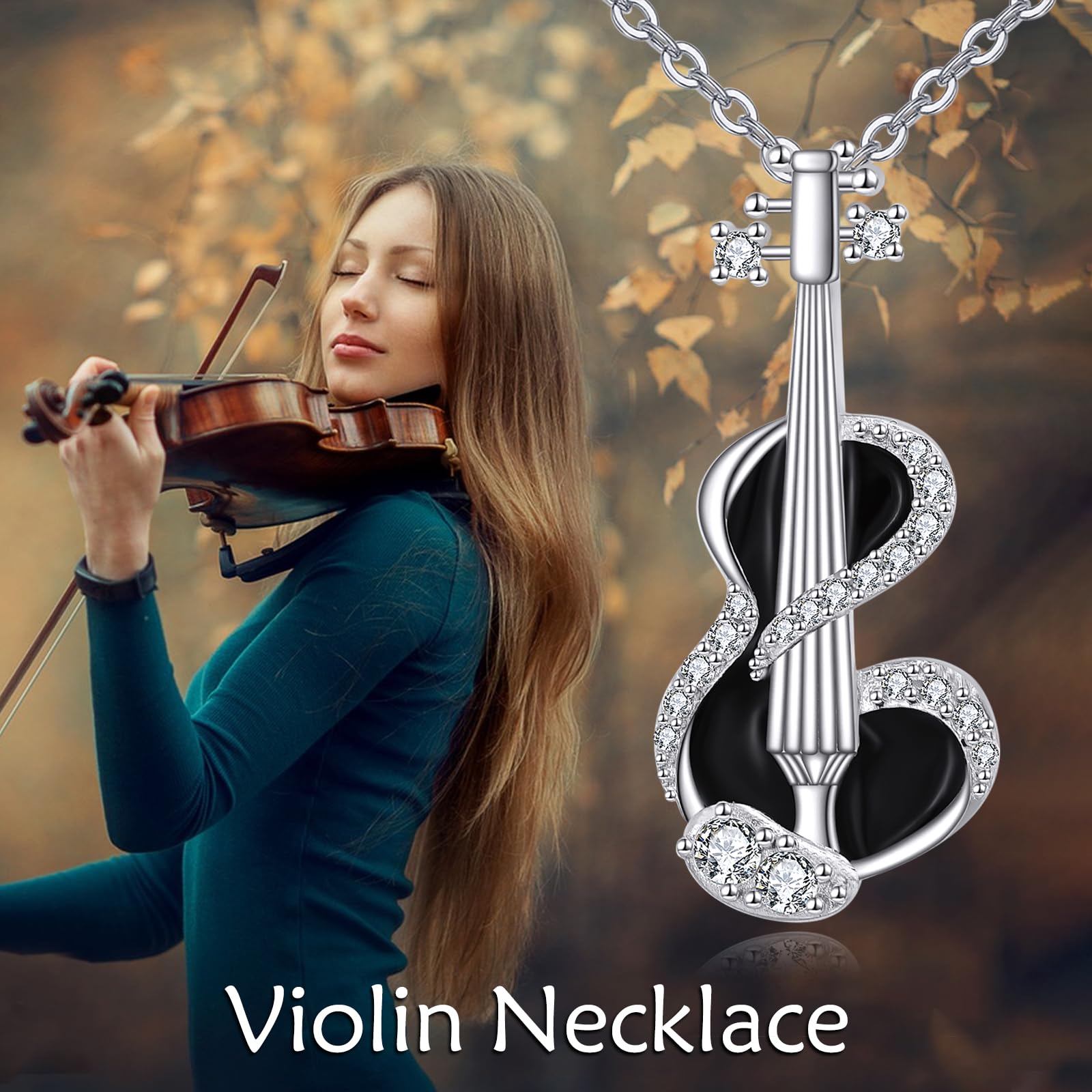 POPLYKE Collana con ciondolo musicale in argento Sterling per gli amanti della musica, regali per le donne