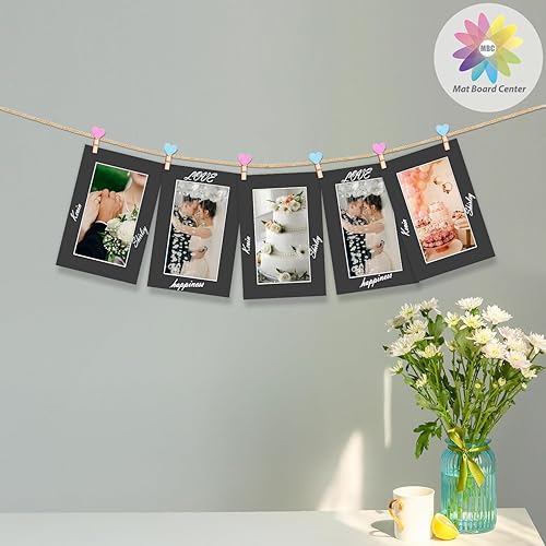 Miniatura 6 de MBC MAT BOARD CENTER, Paquete de 5 marcos de fotos negros de 4 x 6 pulgadas para fotos de 3 x 5, corte biselado, sin ácidos, grosor de 4 capas
