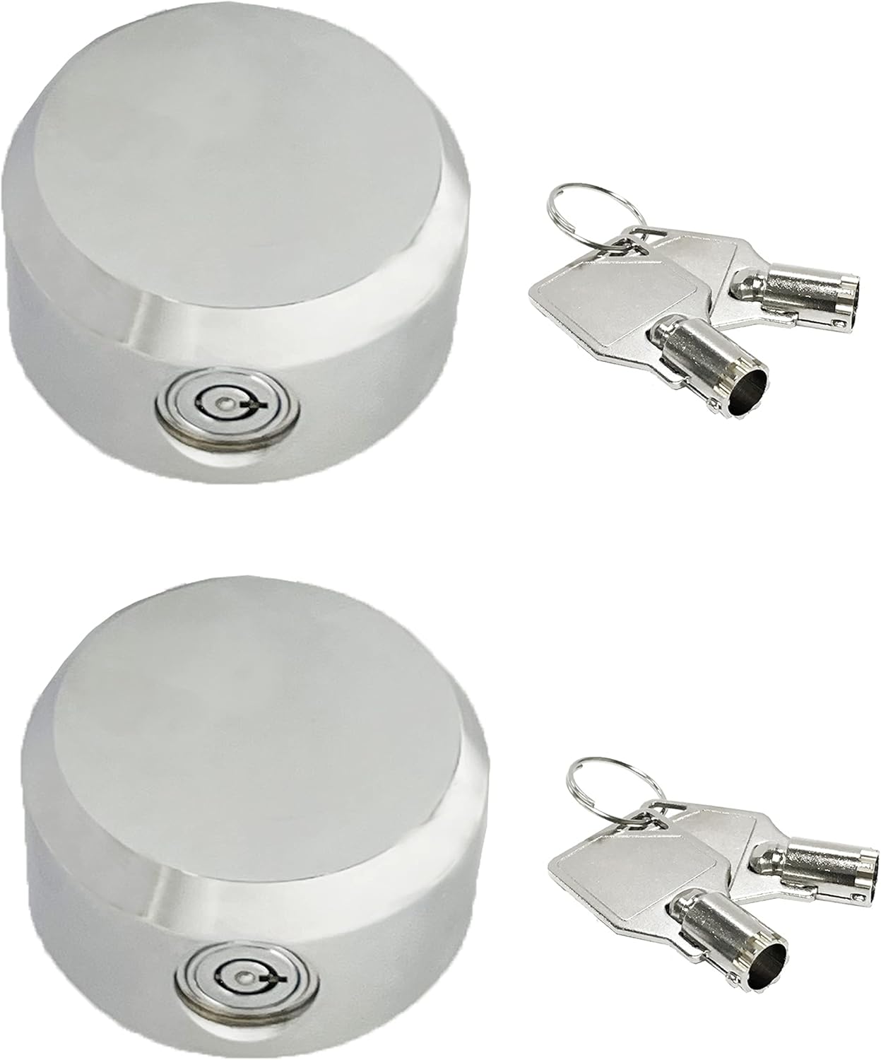 2PCS New Released Hidden Shackle Hockey Puck Round Padlock Van Trailer Tubular Key