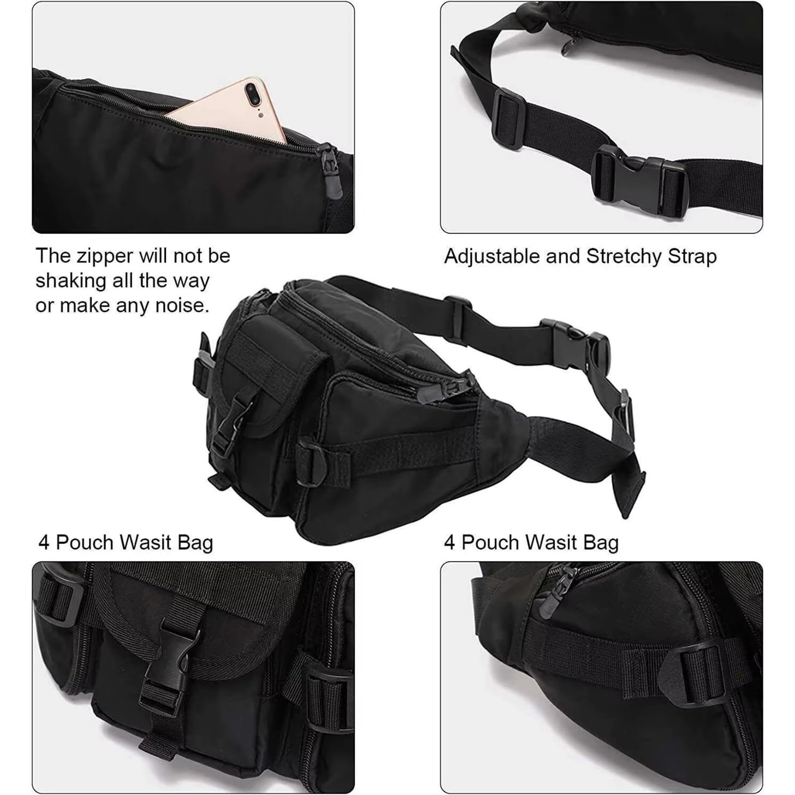 Riñoneras Tácticas para Senderismo, Riñonera Cinturón Bolsa Multiusos para Escalada, Pesca, Ciclismo, Caza y Uso Militar(Brown)