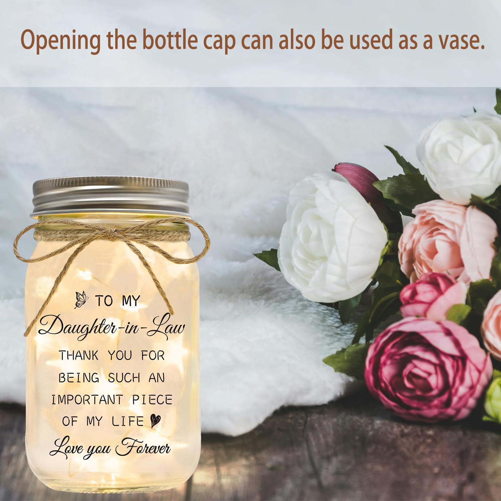 Daughter in Law Gifts, Daughter in Law Birthday Gifts from Mother in Law, Best Mothers Day Valentines Christmas Wedding Gifts for Mason Jar Night Lights