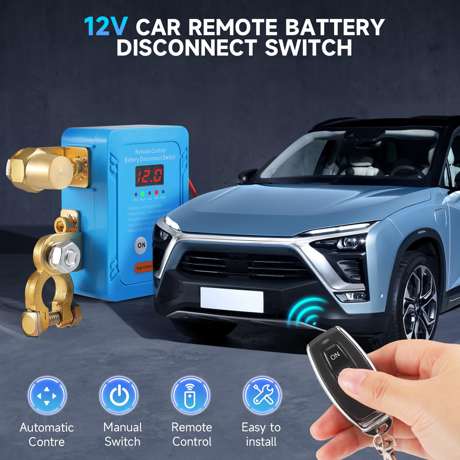 Interruttore separatore batteria 12 V con telecomando, interruttore radio 240 A con indicatore di tensione LED, interruttore di separazione per auto, RV, ATV, camion