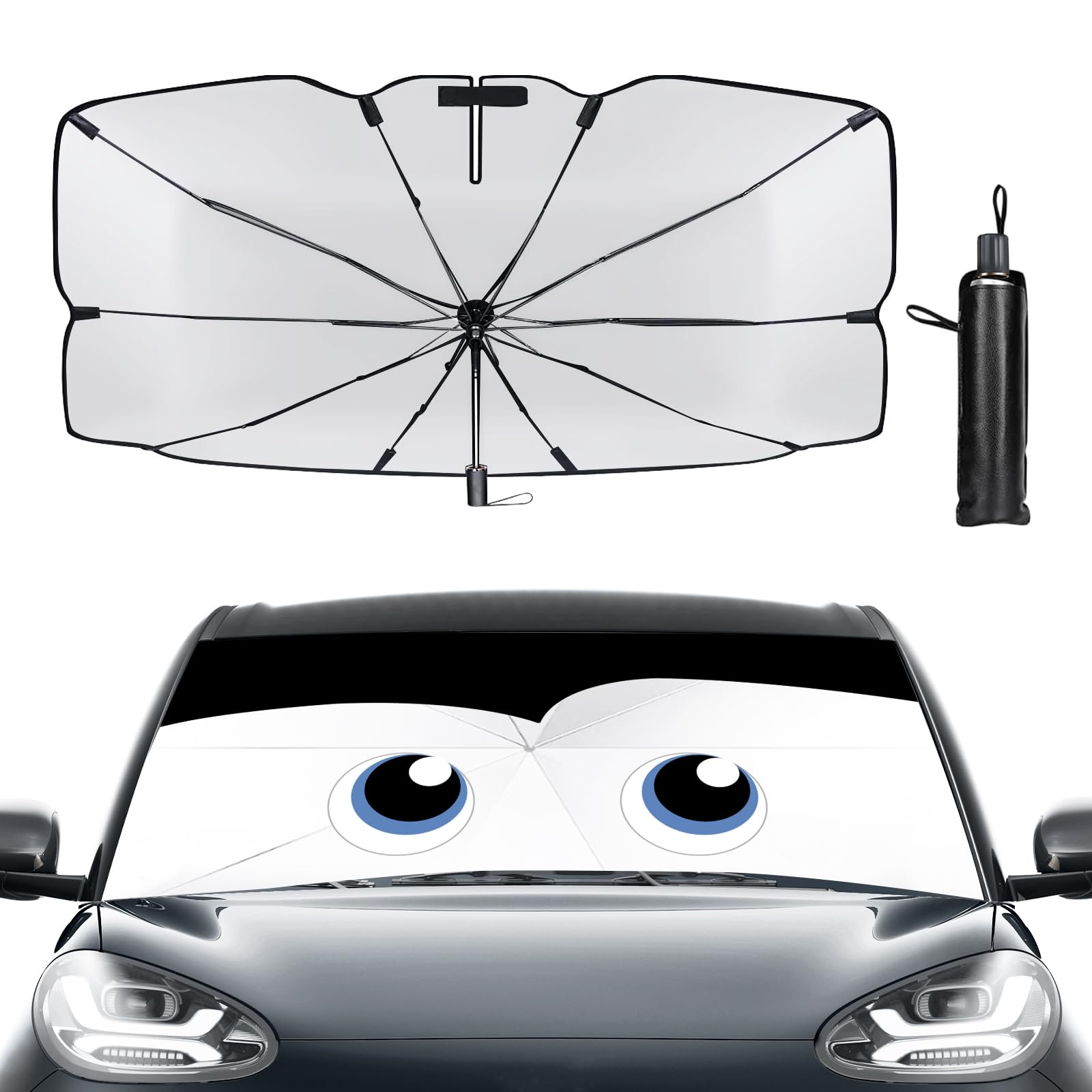 SUPERFA 140cm x 79cm Car Windscreen Umbrella Sun Shade, Large Foldable Windscreen Umbrella for Cars Trucks SUVs