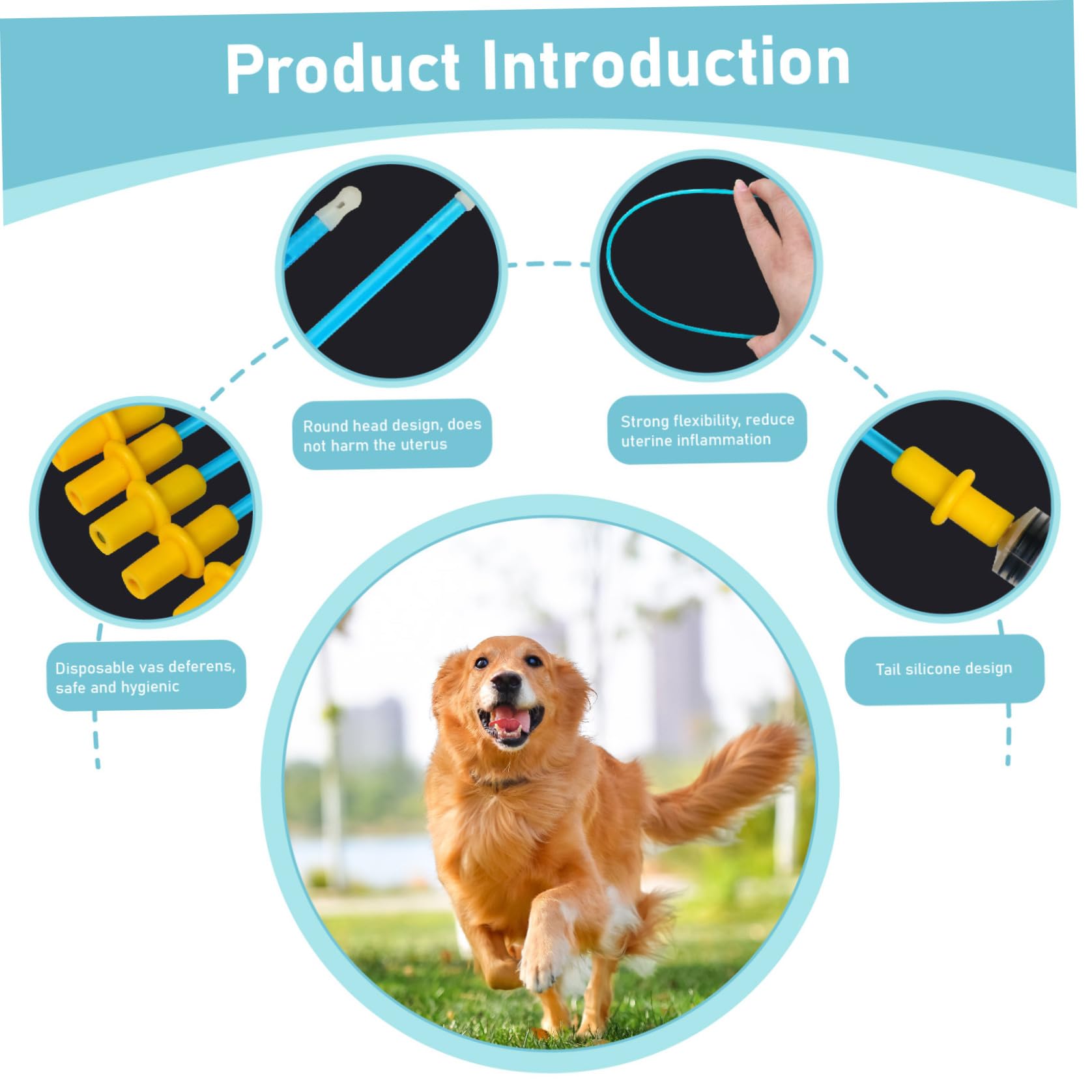 Tube de cathéter pour l'insémination des Chiens 50pcs Kit d'insémination Artificielle jetable pour Chiens Round Head Flexible 12 Supplies de Reproduction pour pour Les Petits et Moyens
