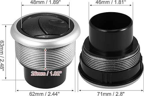 Miniatura 6 de X AUTOHAUX 4 unids tablero de aire acondicionado deflector salida 1.890 in ABS techo lateral redondo salida de ventilación de aire negro para coche