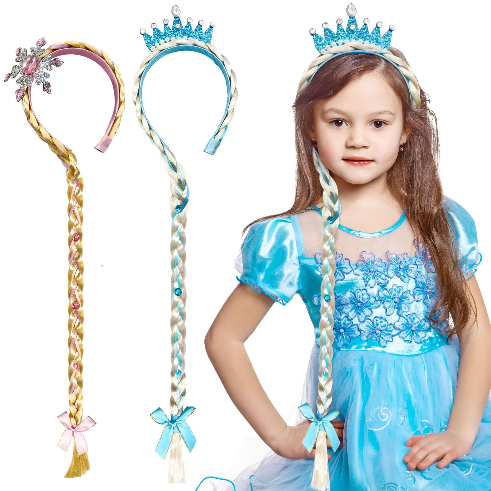 Niña Tahonuss Peluca Larga Trenzada De Princesa Rapunzel, Piezas