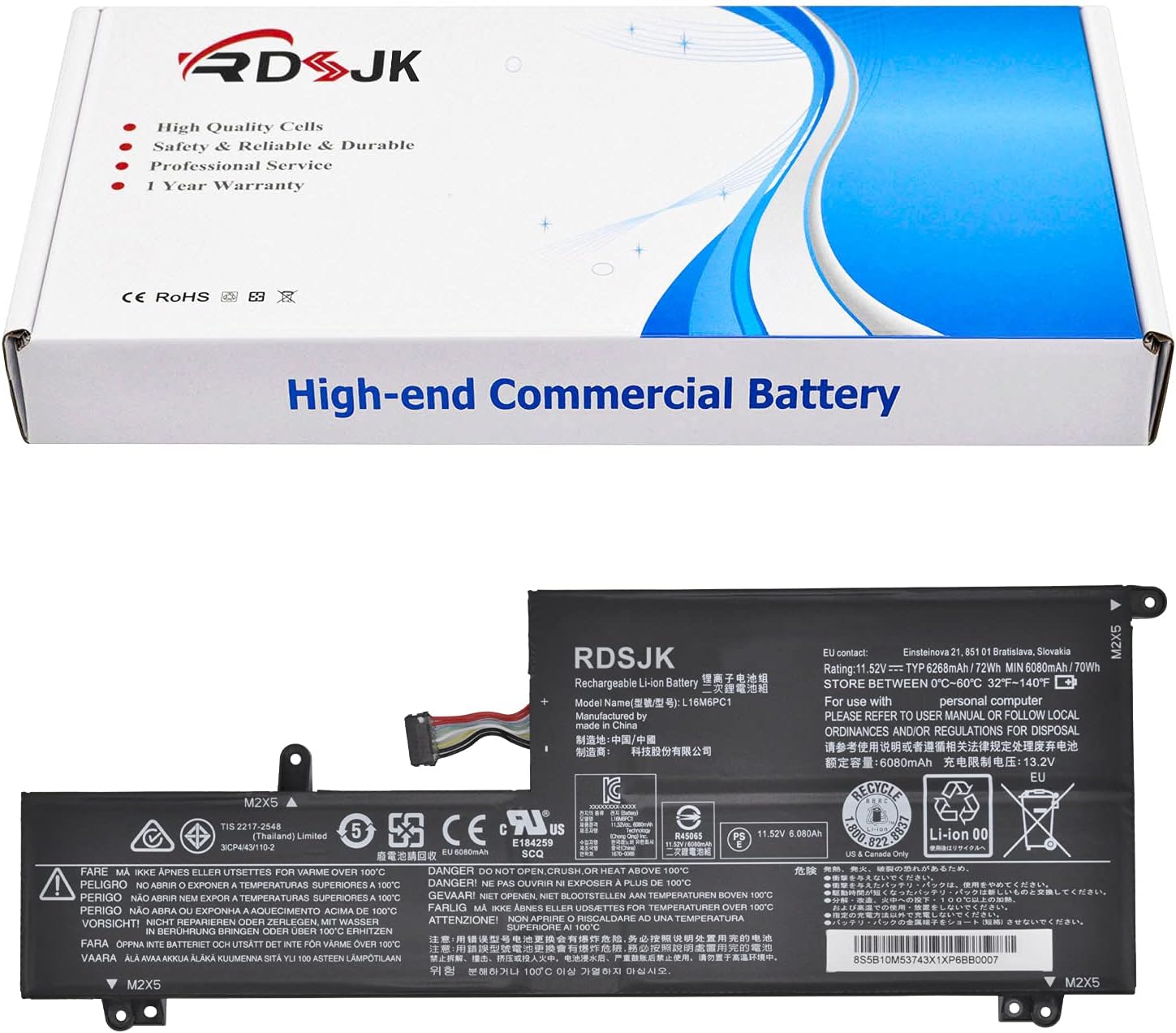 L16M6PC1 L16C6PC1 L16L6PC1 Laptop Battery for Lenovo Yoga 720 720-15 720-15Ikb Series 5B10M53743 5B10M53744 5B10M53745 3ICP4/43/110-2 11.52V 72Wh
