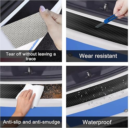 Miniatura 3 de Protector de parachoques trasero de 35.8 pulgadas, protectores de parachoques de goma negra resistentes a los arañazos para bordes de puertas de