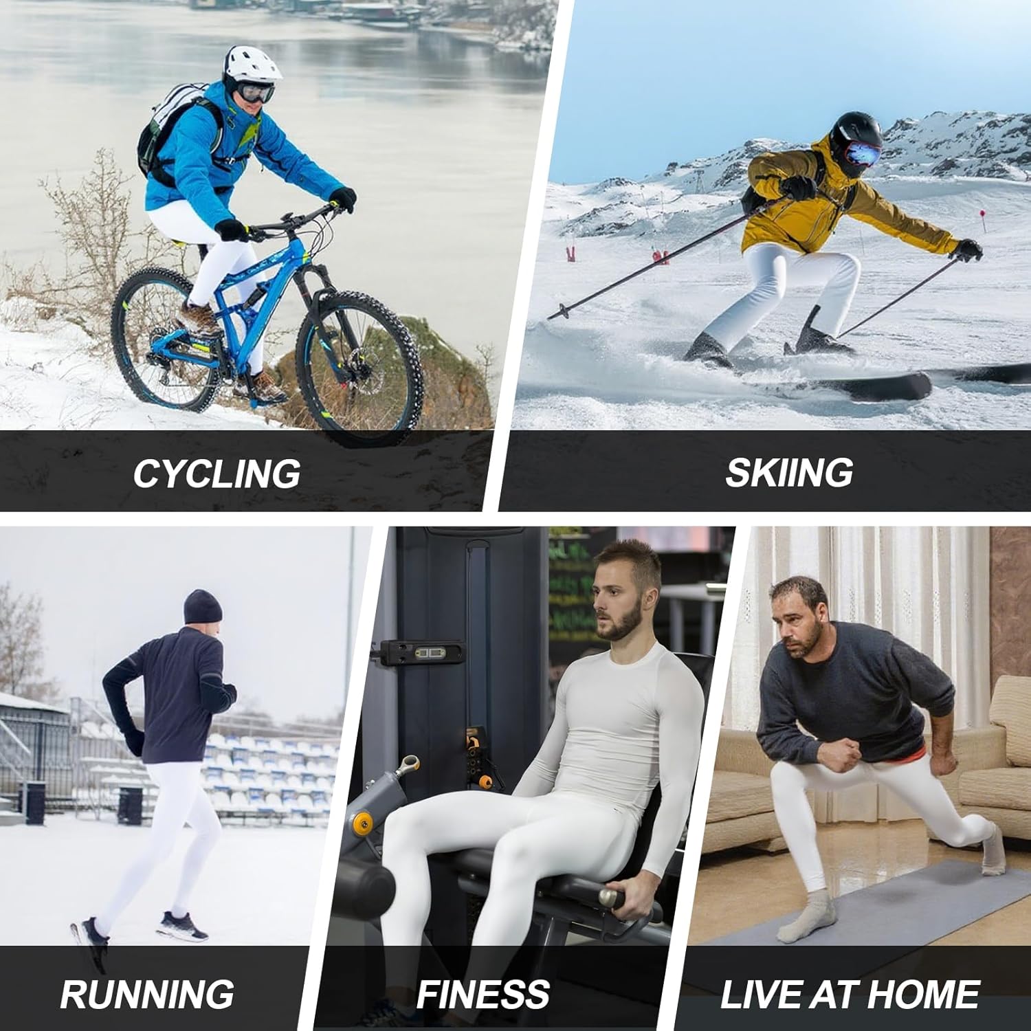 Men’s Thermal Compression Pants Fleece Lined Sport Tights Base Layer Bottoms Athletic Leggings for Cold Weather - Image 6