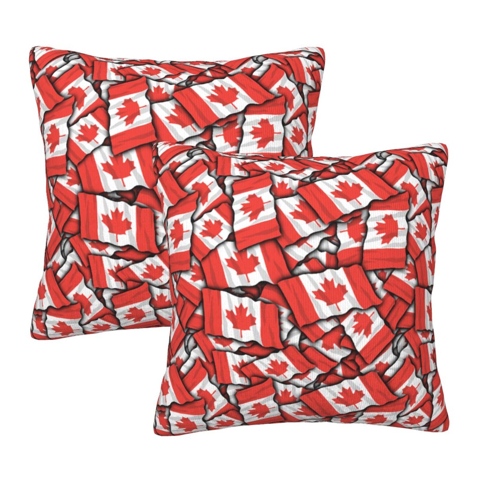 Taies d'oreiller carrées imprimées drapeau canadien lot de 2 housses de lit