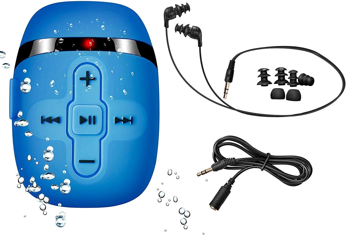 Waterproof MP3 Player for Swimming, Underwater Headphones with Short Cord, MP3 Waterproof Swimming Underwater 3 Meter, Shuffle Feature