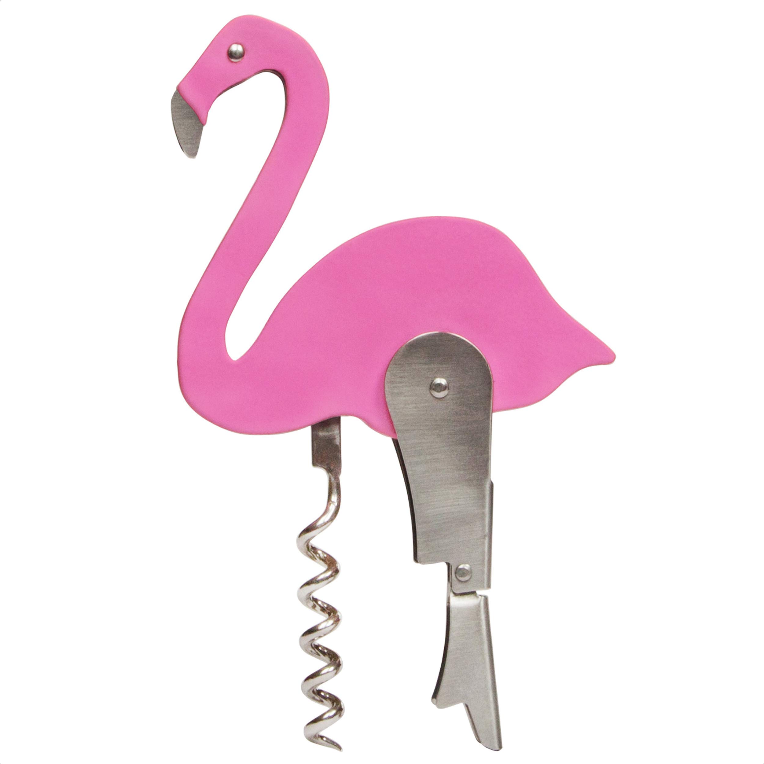 UK Flamingo Corkscrew Bottle Opener, Metal, Pink