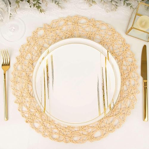 Miniatura 9 de Efavormart - Juego de 6 manteles individuales redondos de 15 pulgadas con cuerda metálica plateada para bodas, eventos, fiestas de cumpleaños