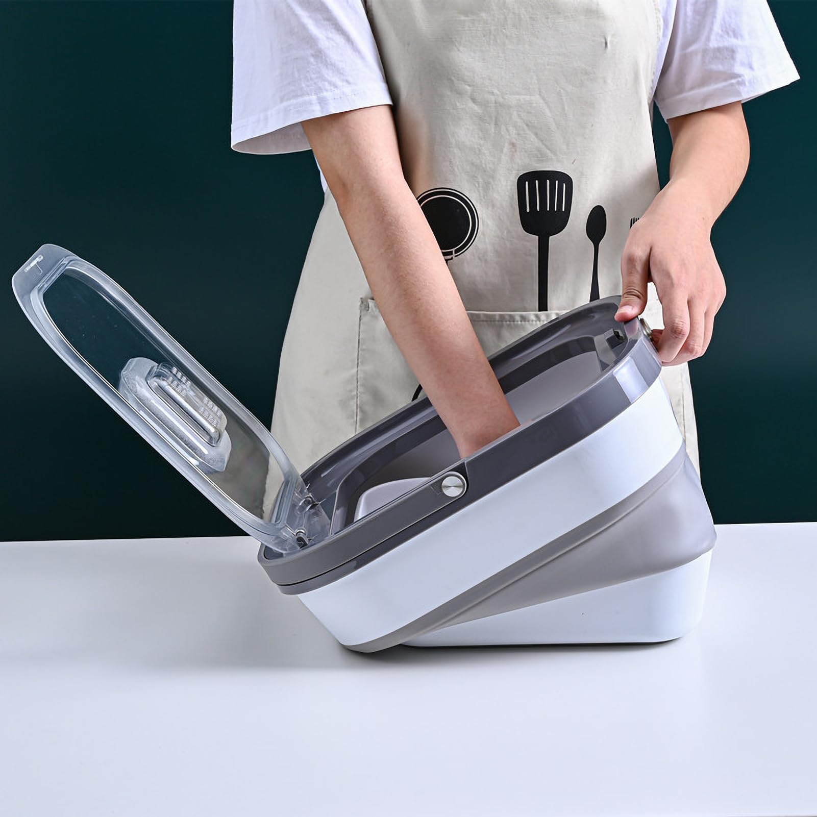 Contenitore per alimenti per animali domestici – Contenitore ermetico | durevole, coperchio trasparente con manico, organizer per alimenti per cani e gatti, snack, cereali, fagioli, riso, pellet