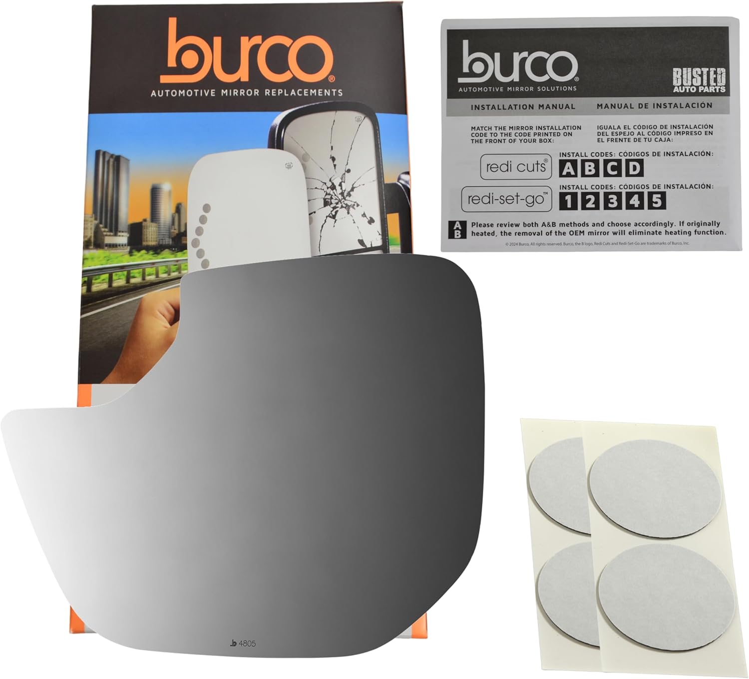 Burco 4805 Driver Side Replacement Larger Mirror Glass 2 Piece No Rear Mount Compatible With 2018-2022 Mitsubishi Eclipse Cross