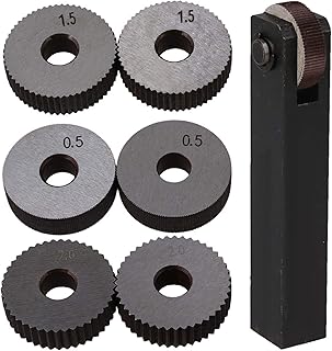 CNBTR 0.5mm 1.5mm 2mm Pitch Single Wheel with 1.0mm Pitch Straight Linear Knurling Tool Set of 7