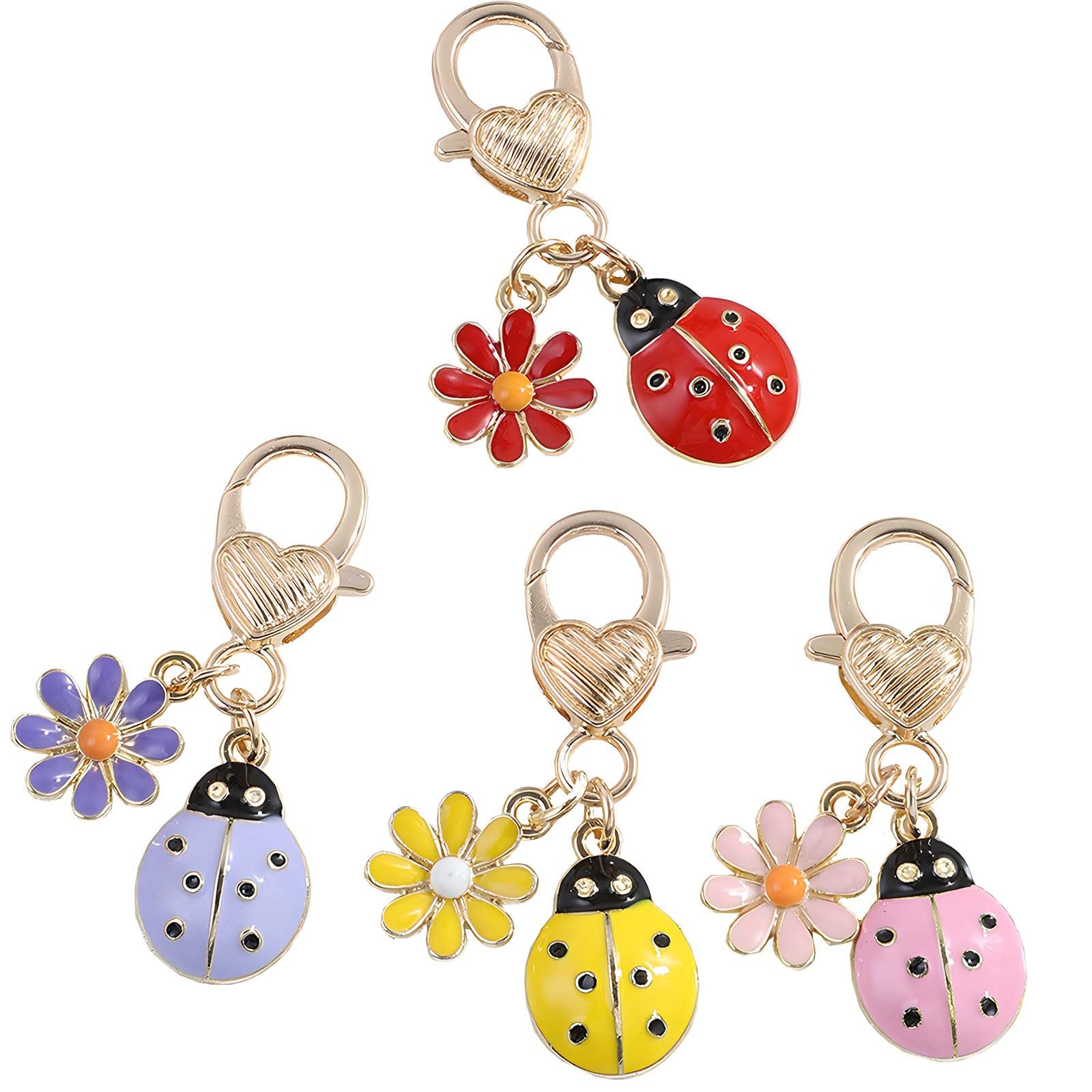 4Pcs Seven-Spotted Ladybug Keychain – Fun & Stylish Bag Charm,Pendant Jewelry for Women, Gift for Birthdays, Graduation