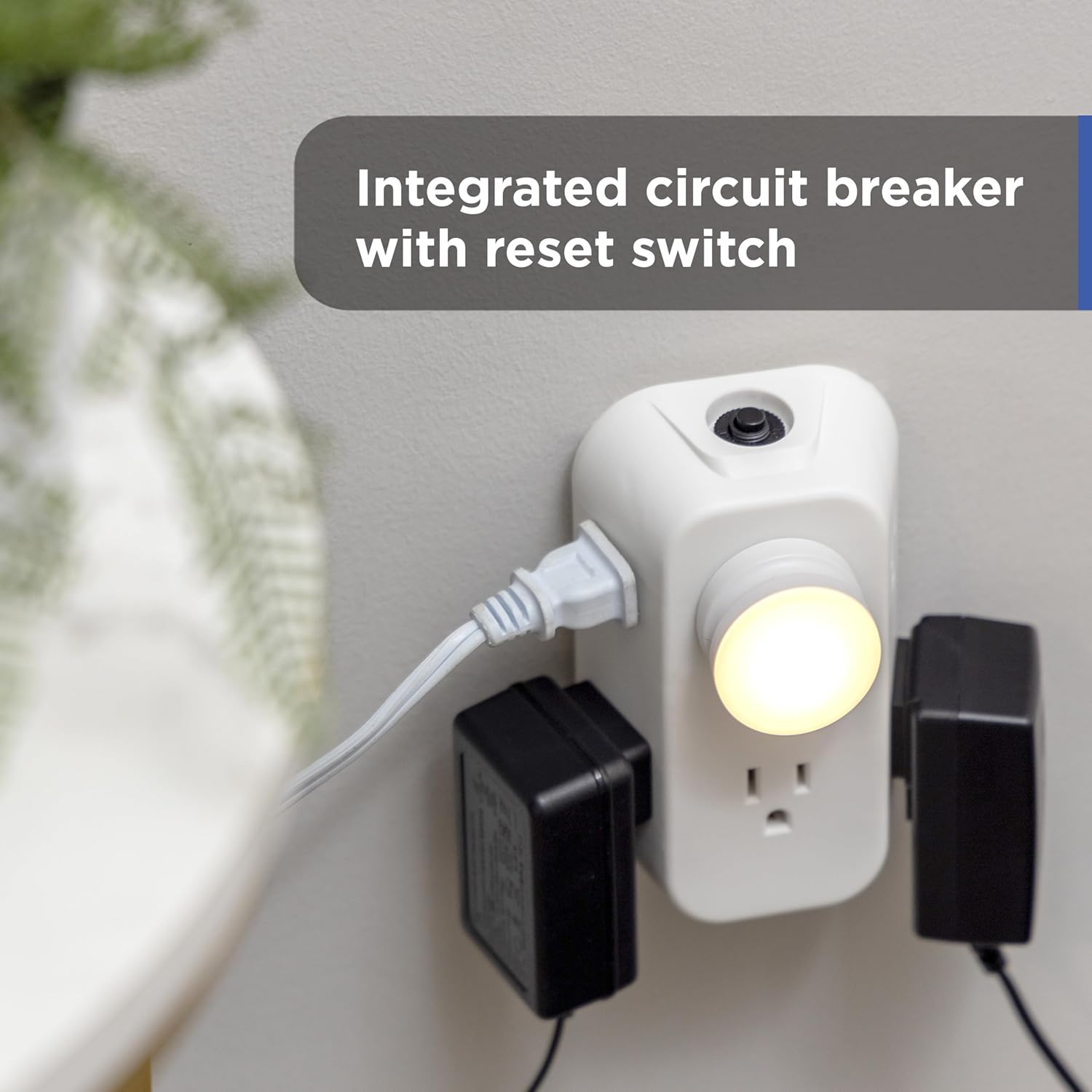 GE 6-Outlet Extender, Grounded Wall Tap, Reset Button, Circuit Breaker, Adapter Spaced Outlets, 3-Prong, Multiple Plug, Quick and Easy Install, Cruise Essentials, ETL Listed, White, 56575