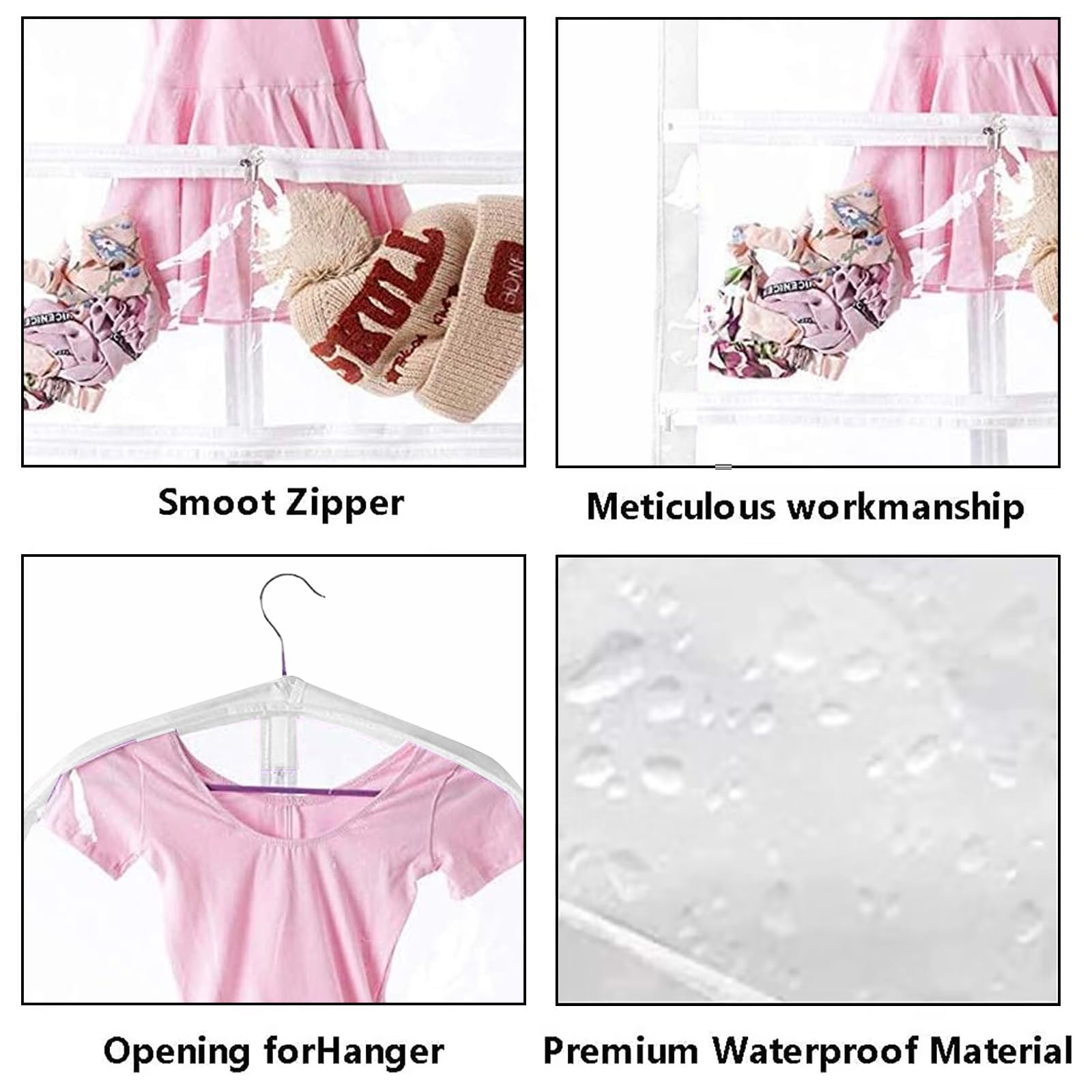 Clear Garment Bags For Dance Costumes - 6 Pack, 40 Inch With 4 Zipper Pockets For Shoes & Accessories