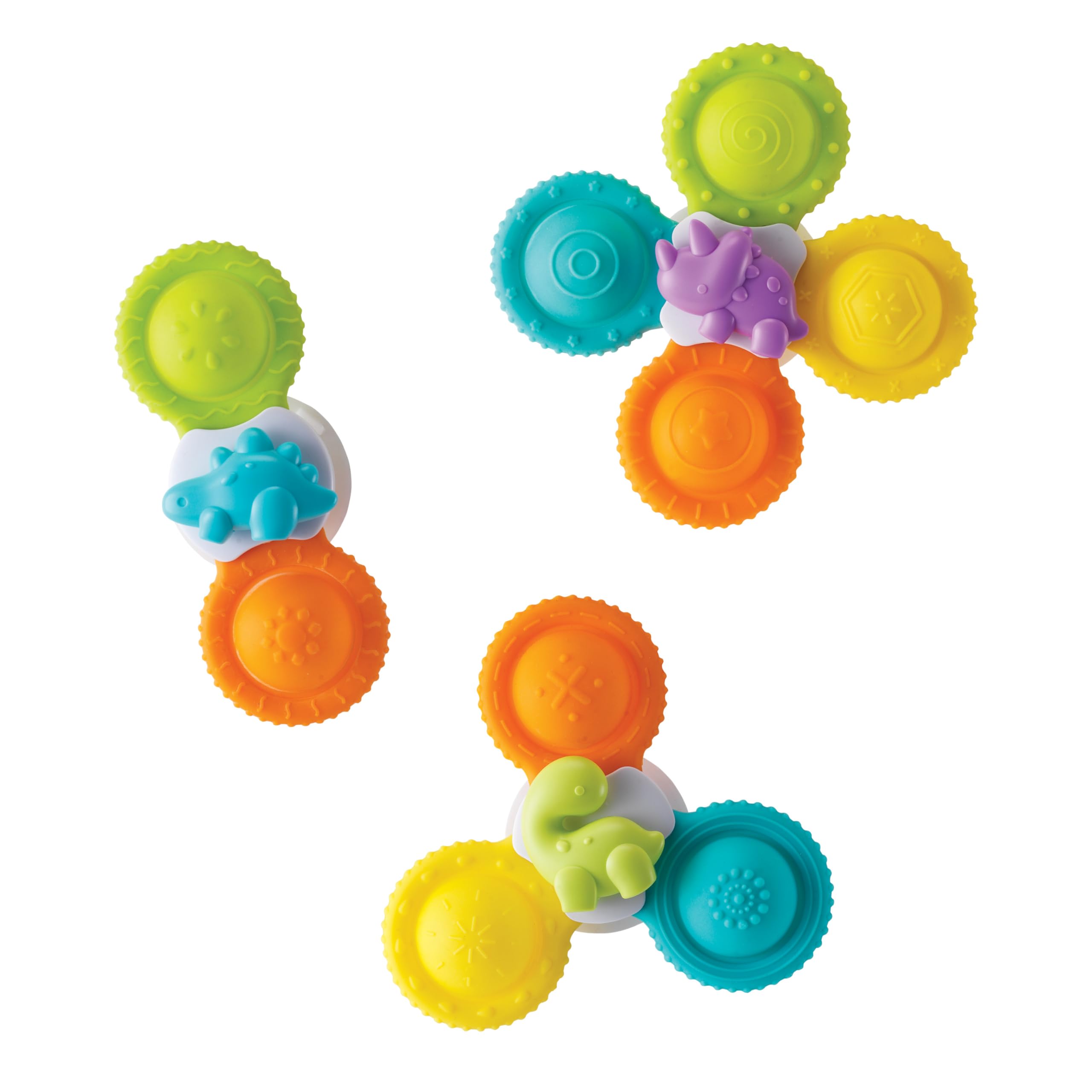 Infantino Bade-Pop-Spinner aus Silikon mit Saugnapf – 3er-Set, Mehrfarbig