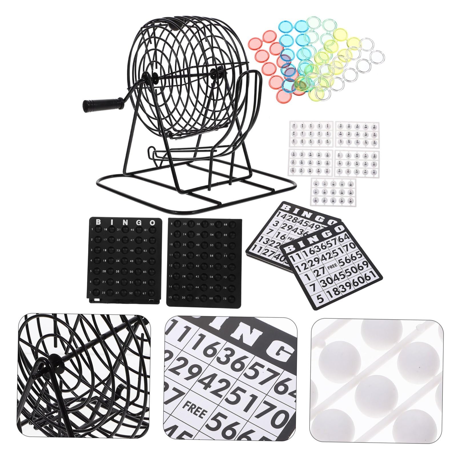 Jeu de Loterie de Table Manuel Bingo Noir en Fer, Ensemble 1 Pièce