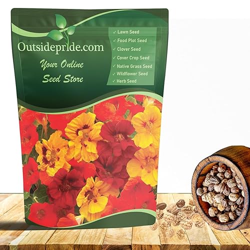 Outsidepride Jewel Mix Nasturtium Seeds - 1 lb. Annual, Easy to Grow & Versatile, Flower Seeds for Planting Vibrant Blooms, Ideal for Gardens, Borders, and Pollinator Gardens - 1 lb.