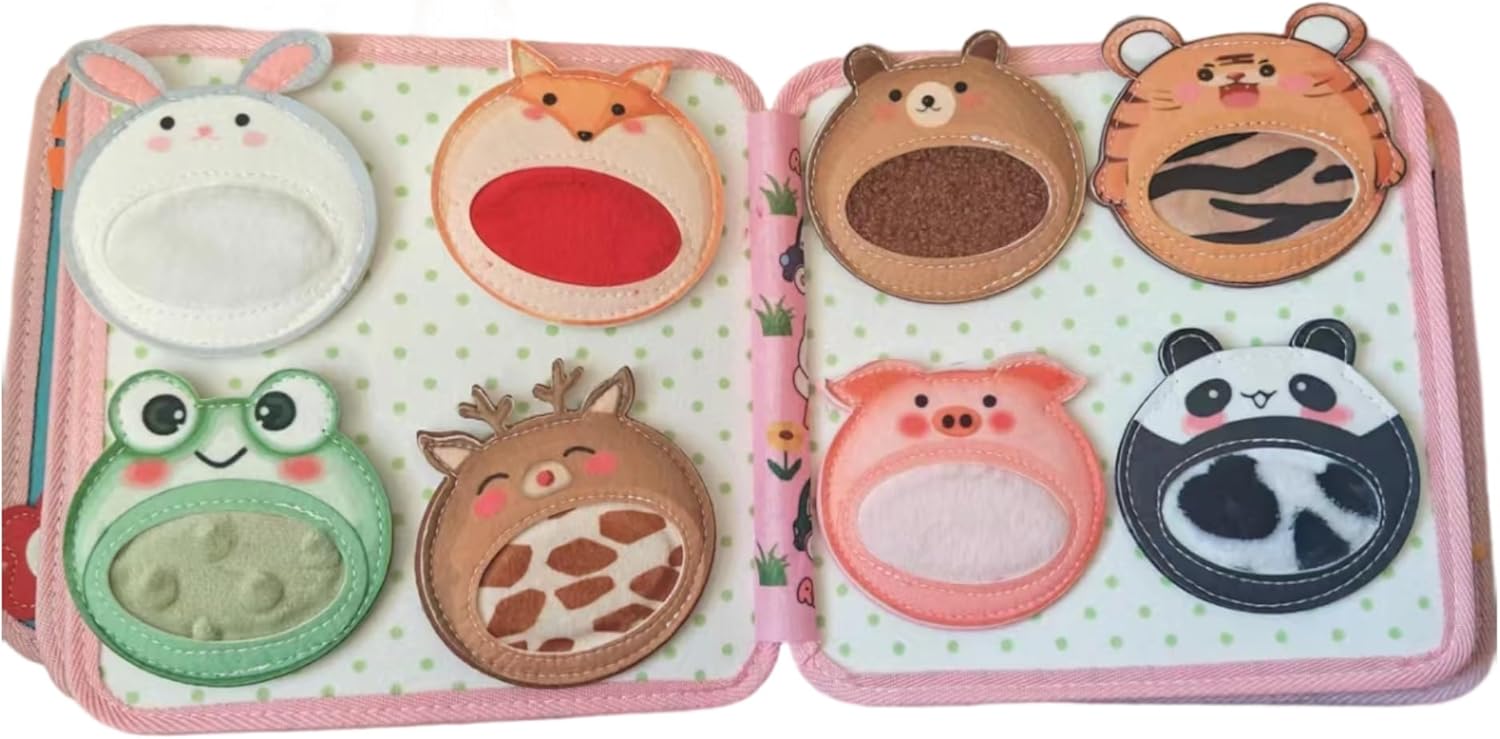 Bunny Montessori Busy Book for Toddlers 1-3- Preschool Busy Book with Animal Sensory Mats- Toddler Felt Quiet Busy Book for 1 2 3 Years Old Autism Sensory Toy-Airplane Travel Toy for Kids Girls Gifts