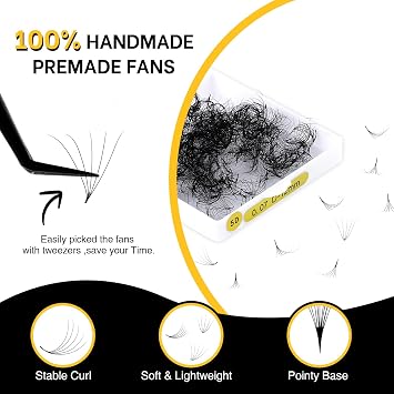 500 Premade Lash Fans 5D 0.07 D Curl 10mm Single Length Eyelash Extension Premade Fans Lash Extensions Pointed Base Handmade Volume Premade Eyelash Extensions Fans(5D,0.07-D-10MM)