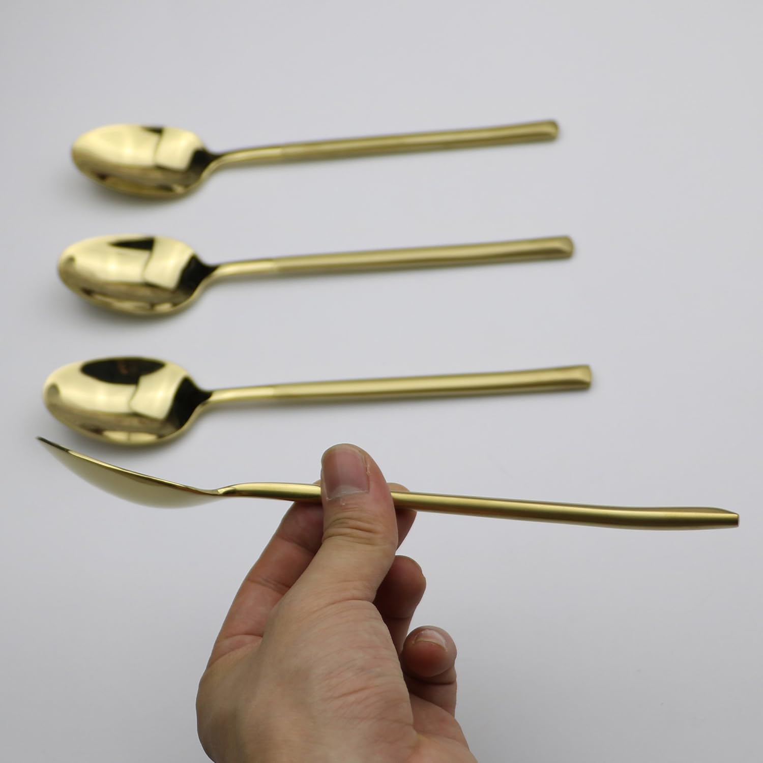 4 Piece 18/10 Stainless Steel Table Dinner Spoon Set, Mirror Gold