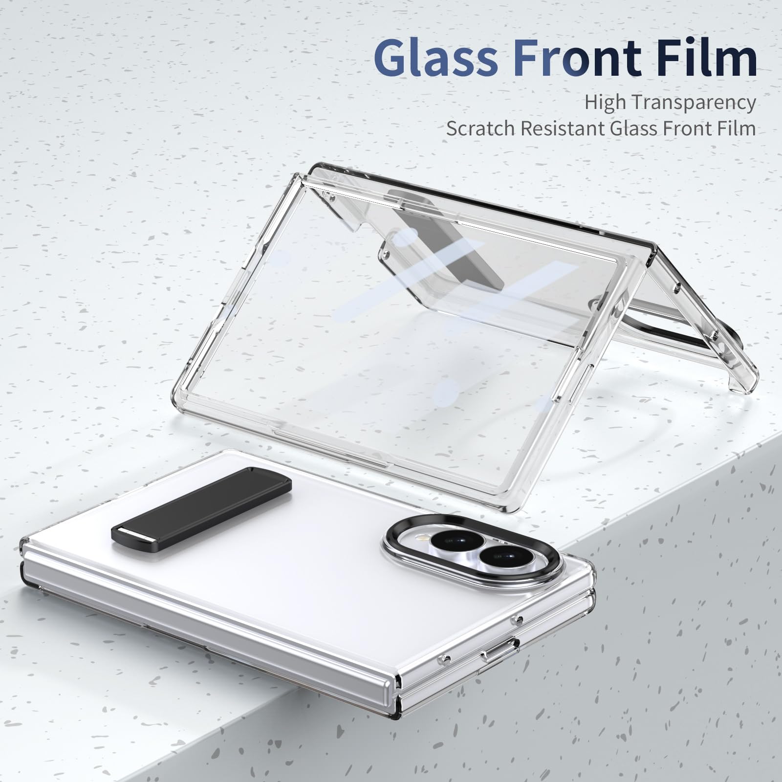 Funda Delgada For Samsung Galaxy Z Fold 8, Soporte De Metal Plegable, Cubierta Transparente Antiamarilleo, Protección De Lente De Pantalla, Soporte De Carga Inalámbrica(Silver)