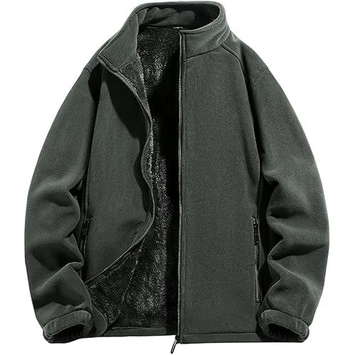 Men's Polar Fleece Jackets 2025 Full Zip Lightweight Jacket Casual Soft Warm Coats with Pockets Loose Fit