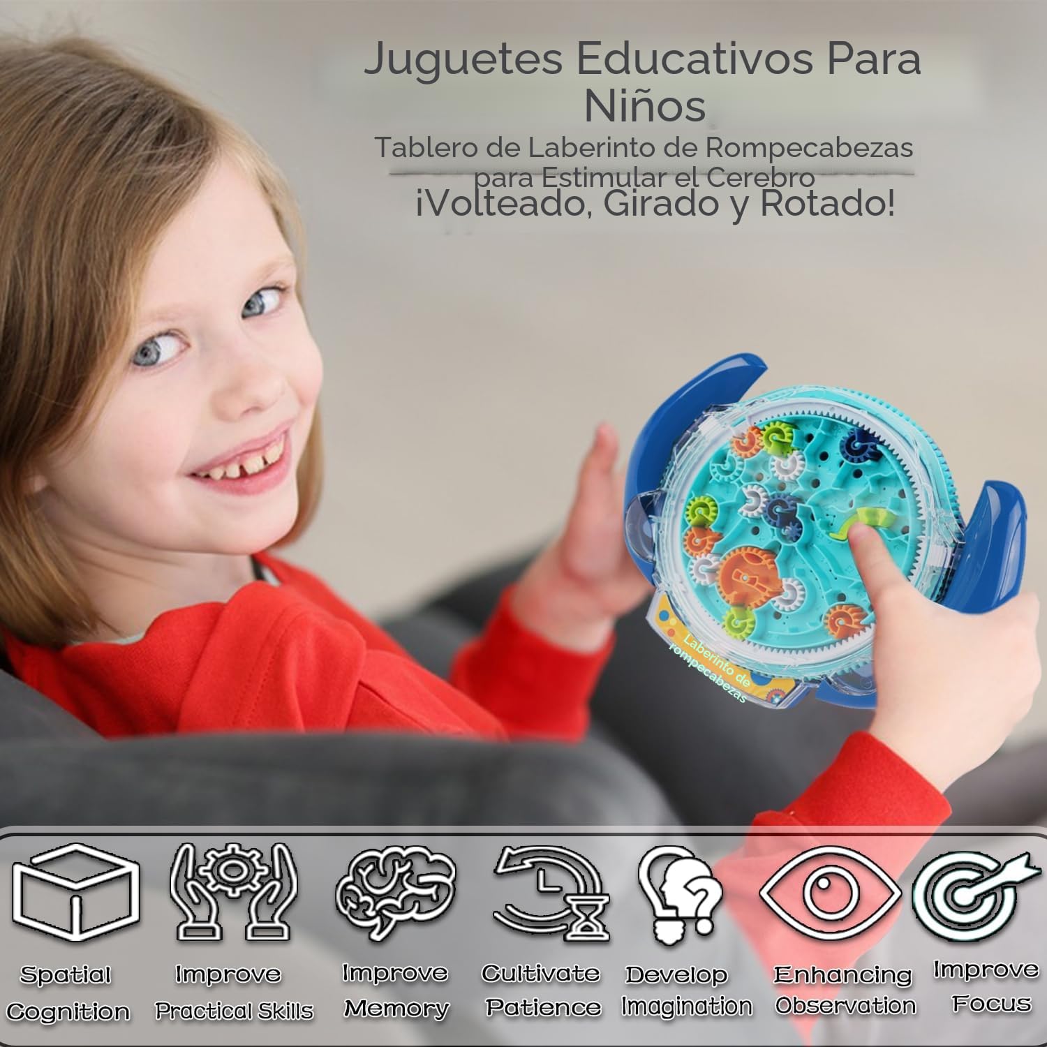 JRD&BS WINL Juego de rompecabezas laberinto 3D para niños y adultos, juguetes educativos para niños y niñas, regalo para niños, tablero de laberinto de gravedad, juguete IQ (azul)