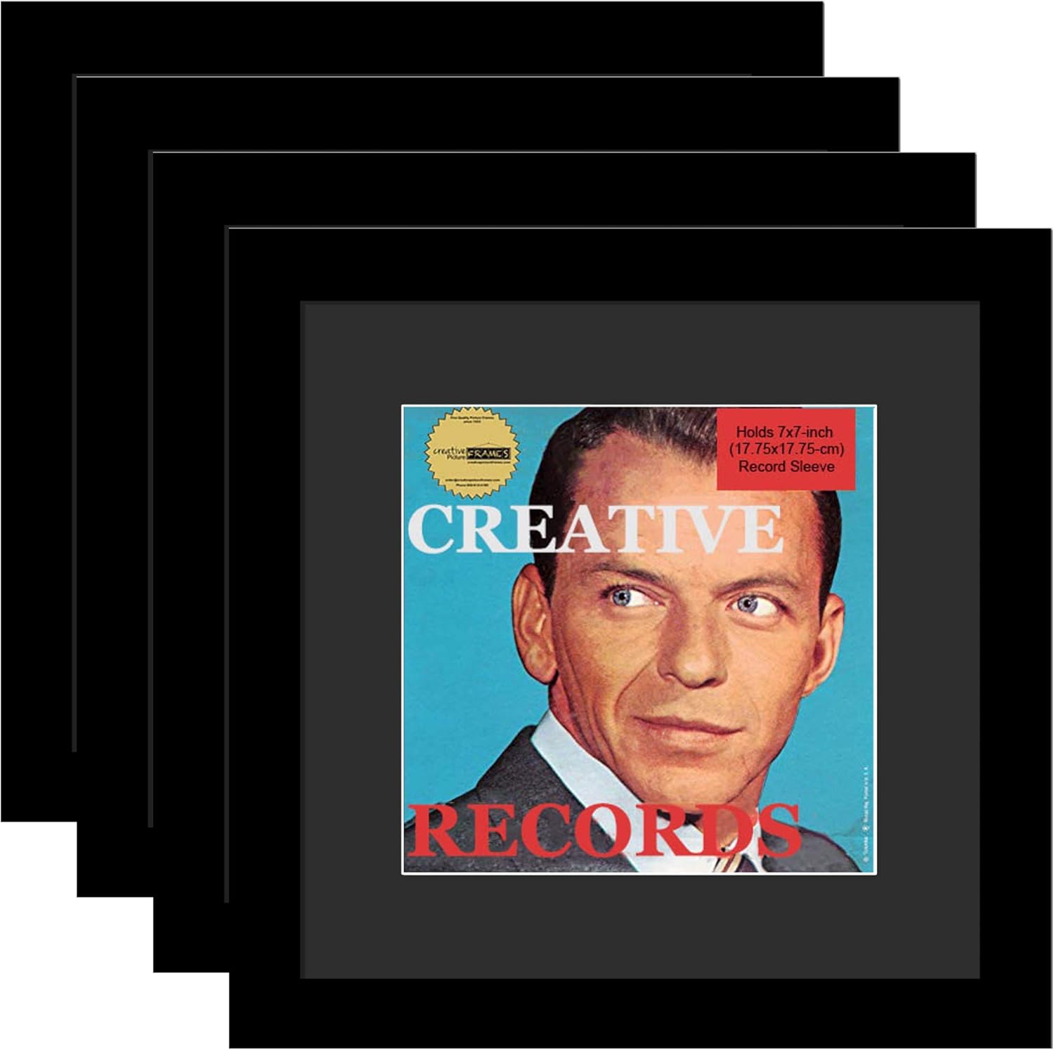 Creative Picture Frames 45 Single Cover Record Frame with White Mat Displays 7" LP Vinyl Sleeve Art, Self-Standing Includes Hanger (Pack of 4)