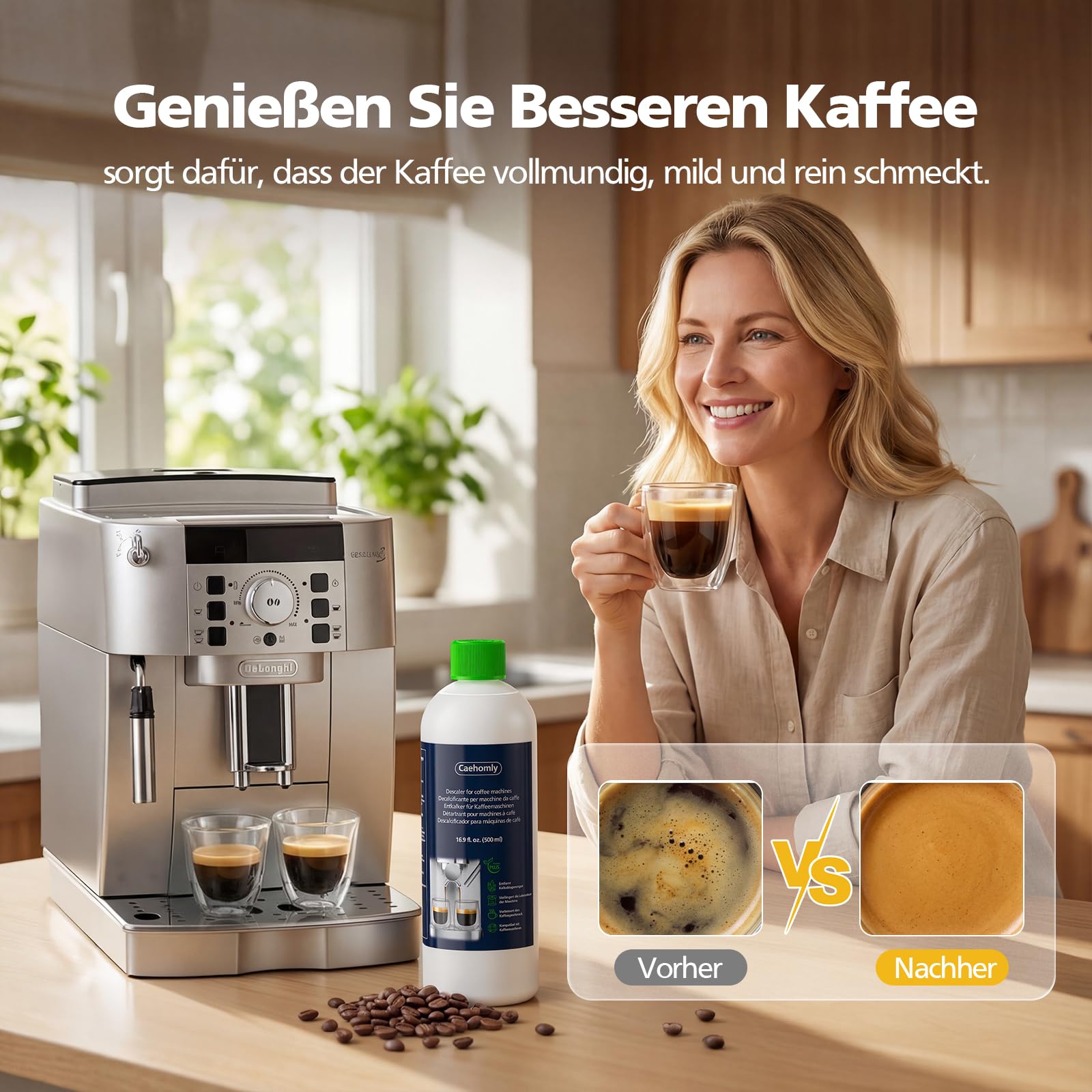Descalcificador para cafetera DeLonghi, descalcificador de repuesto para DeLonghi DLSC500, accesorios de mantenimiento, ingredientes vegetales, 500 mlx4 botellas, 20 latas descalcificadoras