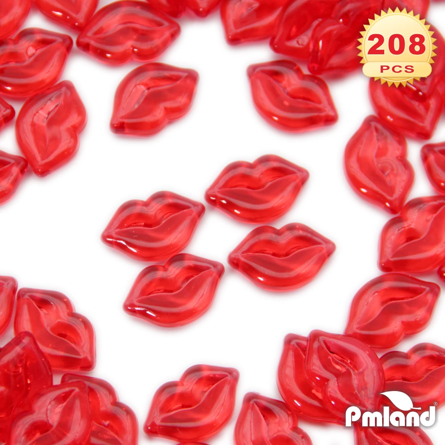 PMLAND Spring Acrylic Red Lip Kiss Love Ornaments and Table Scatter Decoration - 200+ Pieces for Valentine's Day Holiday Party Festival Events Home Decor
