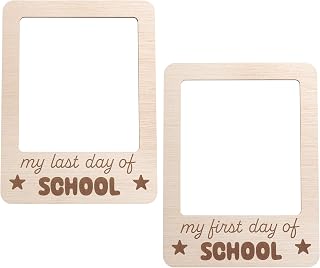 Kate & Milo First and Last Day of School Wooden Photo Prop | Double-Sided Milestone Frame, Lightweight Design, Natural Wood Finish, Reusable Back-to-School Keepsake
