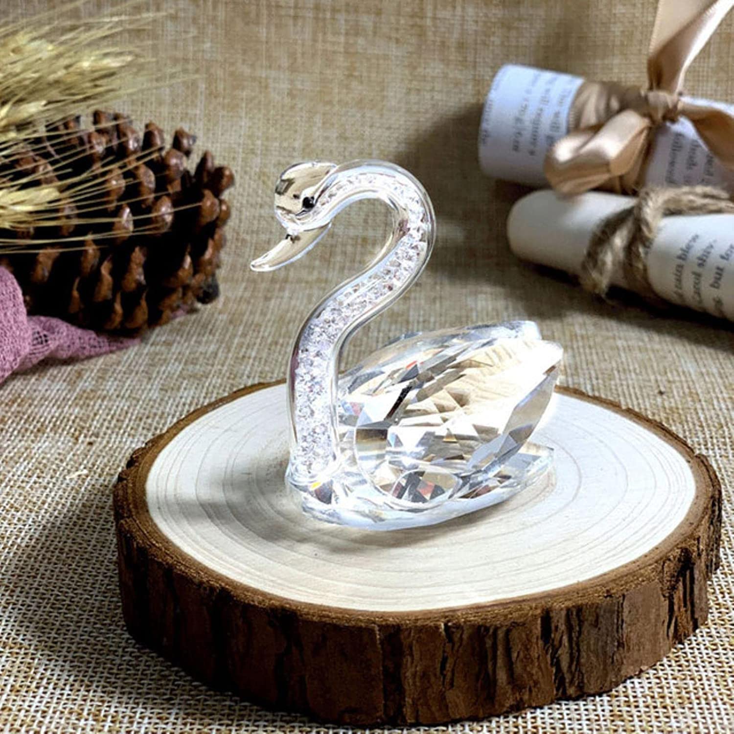 Sdydsge Clear Crystal Ornaments, Crystal Gifts,Glass Figurines,1 Pc 6 Colors Cute Swan Collection Diamond Animal Paperweight Table Craft Home Decor Pink (Color : Blu)(Clear)