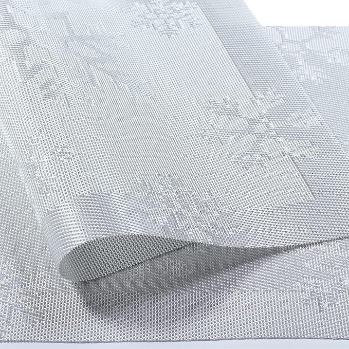 Image of YELONA Placemats for Dining Table - Heat Resistant, Non-Slip & Washable PVC Vinyl Table Mats - Set of 4, 45 x 30 cm (Glacier Grey)