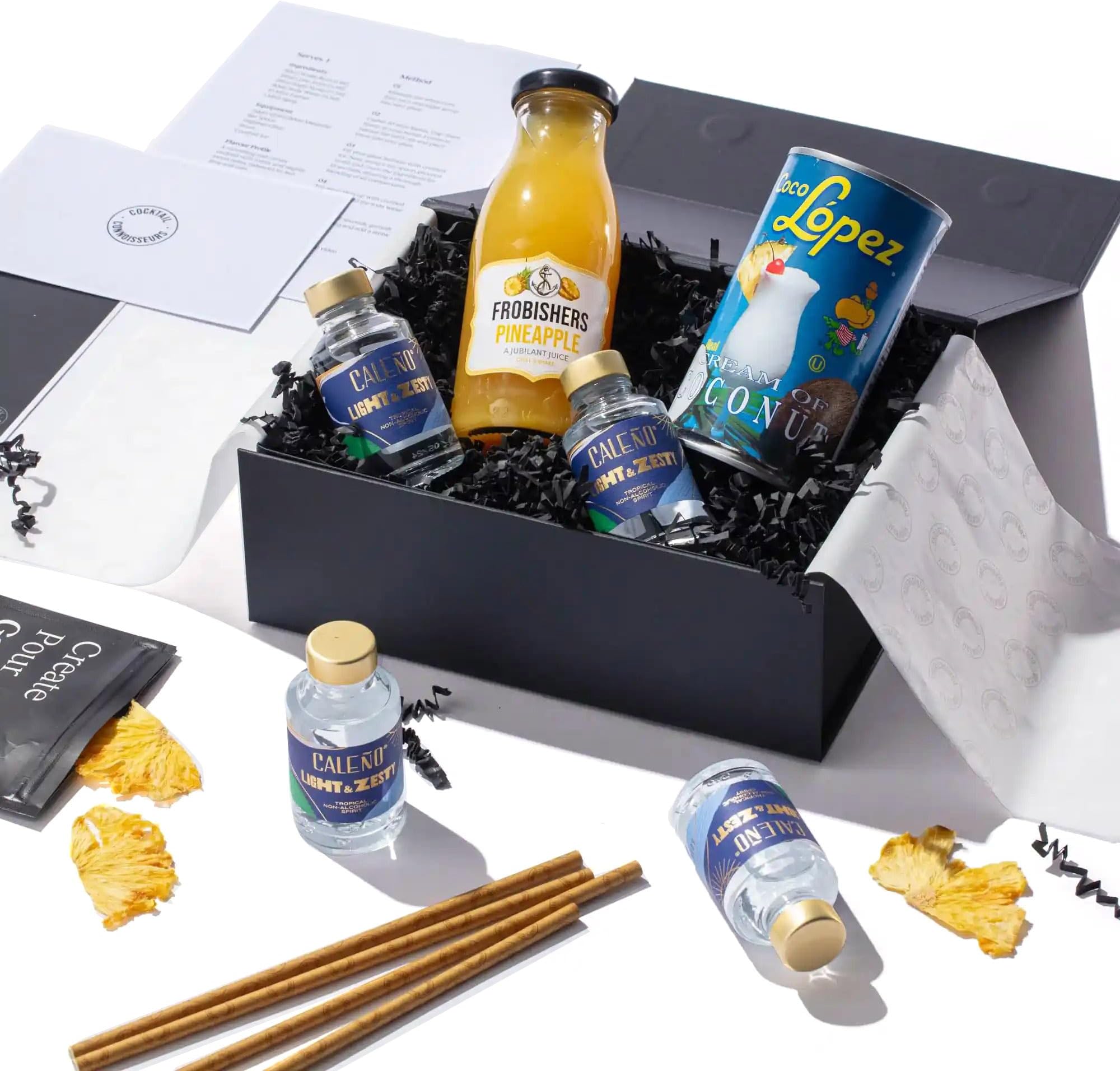 Non-Alcoholic Pina Colada Gift Set - Complete Kit for 4 Premium Cocktails | Includes Ingredients, Recipe & Tutorial Video | Premium Gift Box | Perfect Non-Alcoholic Gift | Cocktail Connoisseurs