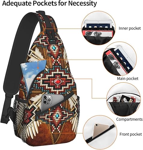 Miniatura 4 de ASYG Linda bolsa de hombro nativa americana cruzada en el pecho, mochila casual americana india para mujeres y hombres, Native American-a08,