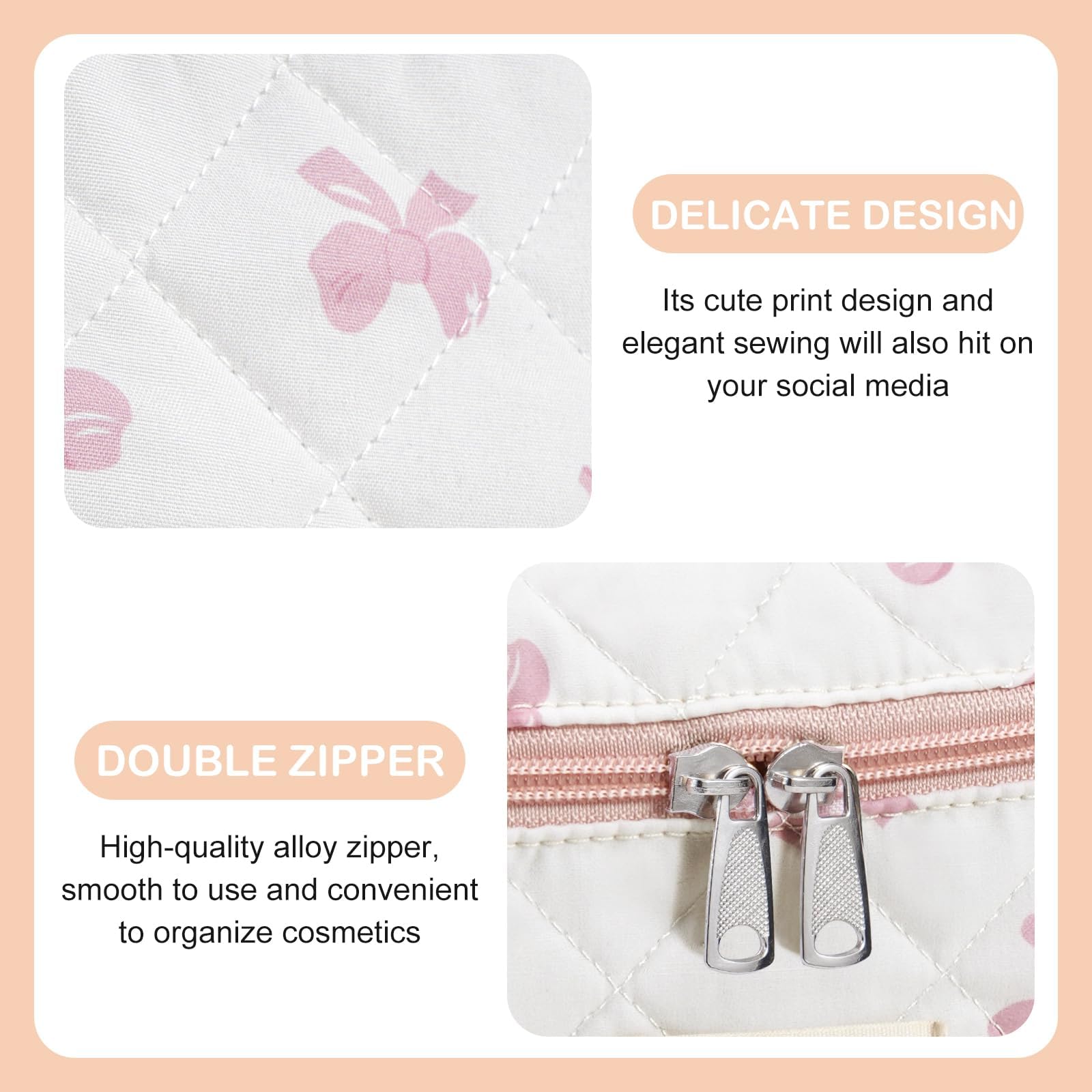 UUYUUY Quilted Cotton Makeup Bag Organizer