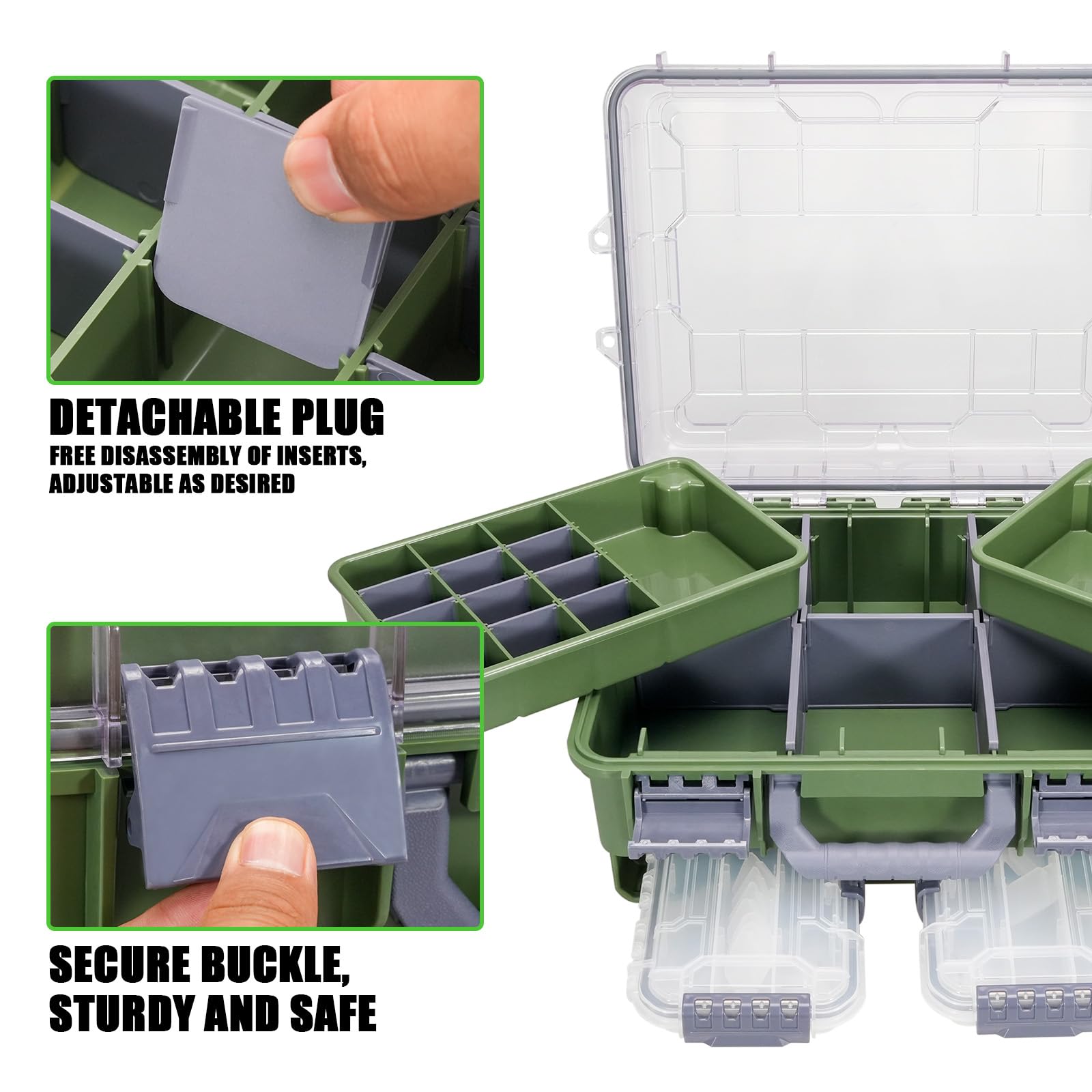 Seaknight Scatola per attrezzatura da pesca impermeabile a 3 livelli, con chiusura sicura, ABS resistente e scomparti regolabili, organizer per la conservazione di attrezzatura per la pesca alla carpa