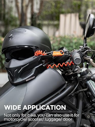 Miniatura 3 de ROCKBROS Cerradura para casco de motocicleta, cerradura ligera para casco de bicicleta, antirrobo, cerradura universal de 47.2 pulgadas para cascos,