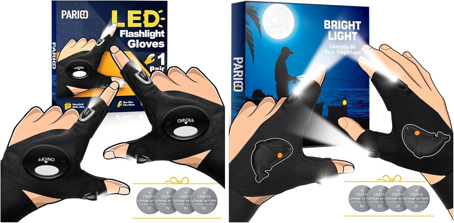 PARIGO 2 Packs LED Flashlight Gloves