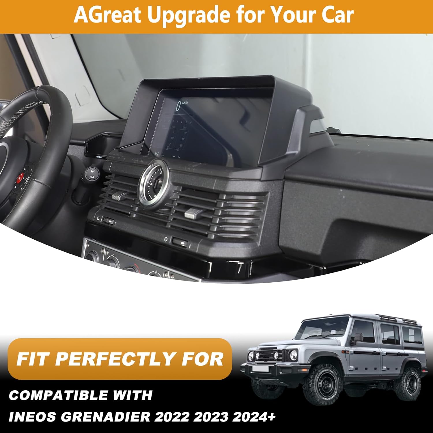 Car Display Anti-Glare Protection Cover Compatible with INEOS Grenadier 2022-2025 ABS GPS Navigation Sunshade Cover Screen Sun Hood Shield in-Dash Visor Anti Glare Interior Accessories