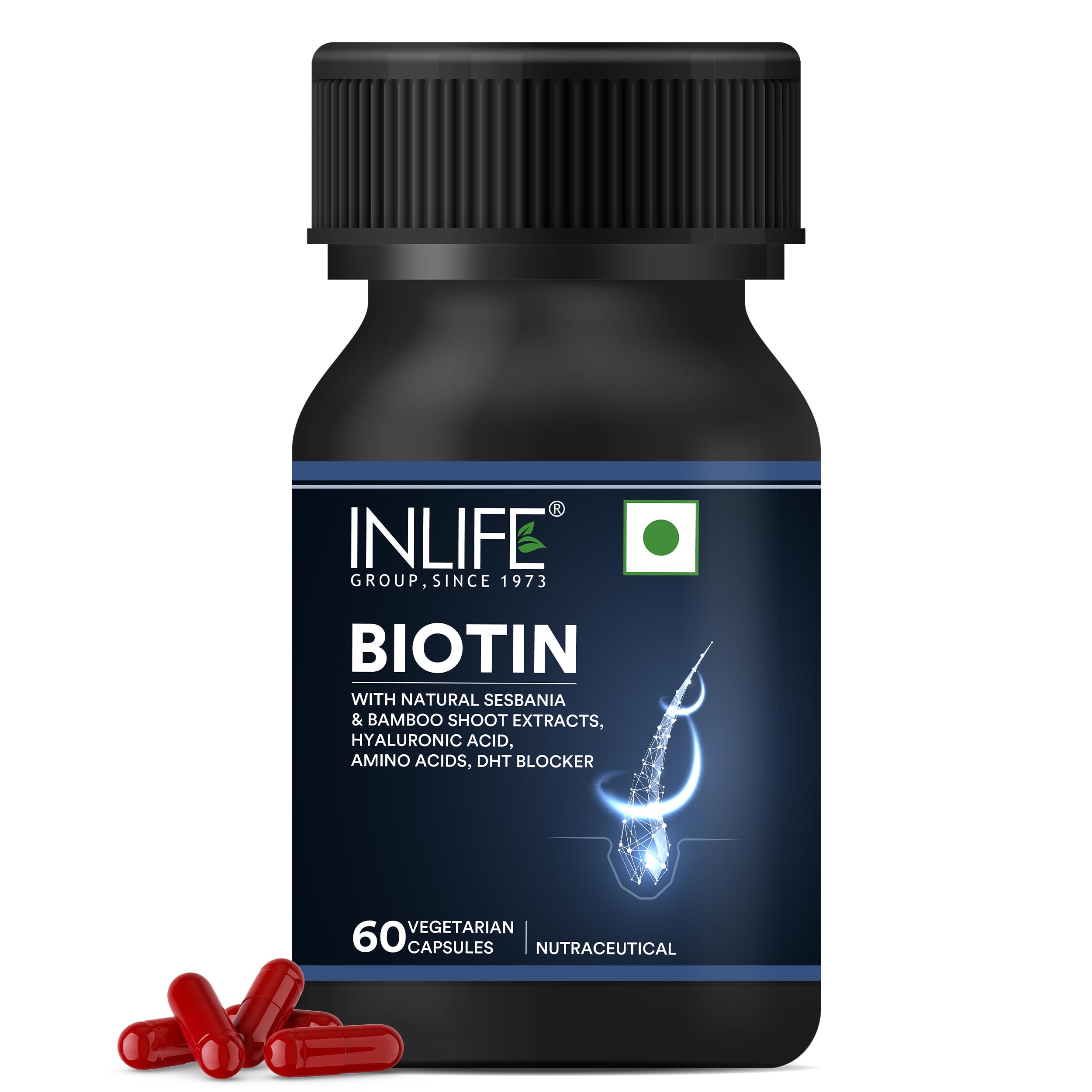 INLIFE Biotin Supplement for Hair | Sesbania, Bamboo Shoot, Bhringraj, Zinc, Vitamin C | for Women Men - 60 Vegetarian Capsules (Pack of 1, 60) (B0C5HQYNZQ) Amazon Price History, Amazon Price Tracker