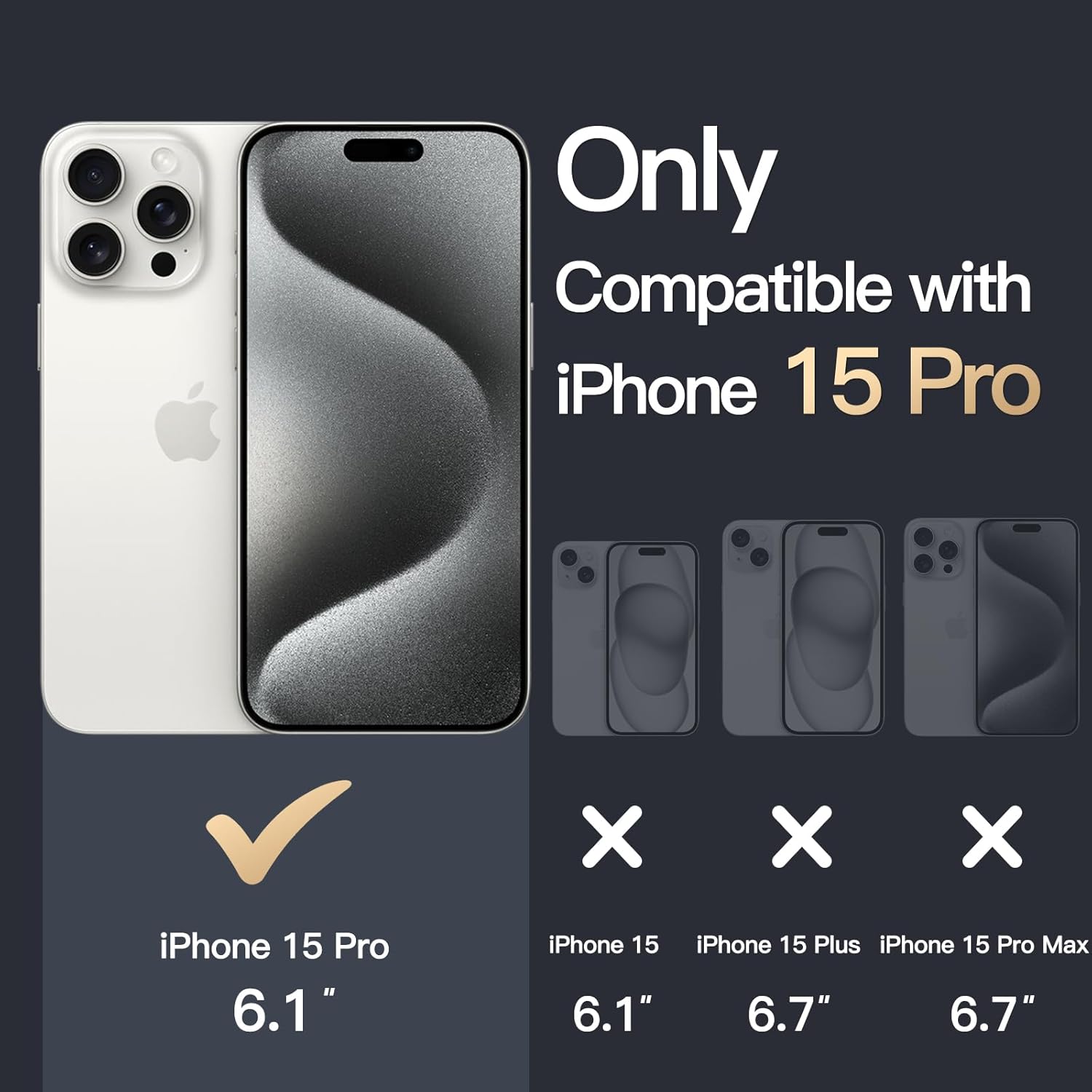 JETech Case for iPhone 15 Pro 6.1-Inch, Non-Yellowing Shockproof Phone Bumper Cover, Anti-Scratch Clear Back (Clear)