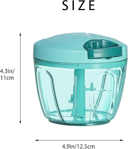 Miniatura 7 de Ourokhome Procesador manual de alimentos, picador de verduras, picador de ajo portátil con cuerda de mano, cortador de cebolla para verduras, Azul